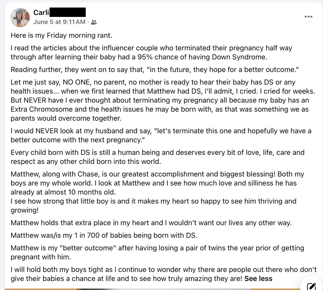Carli FB Post