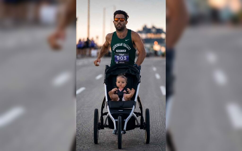 WATCH: Dad sets world record for fastest mile while pushing a stroller 