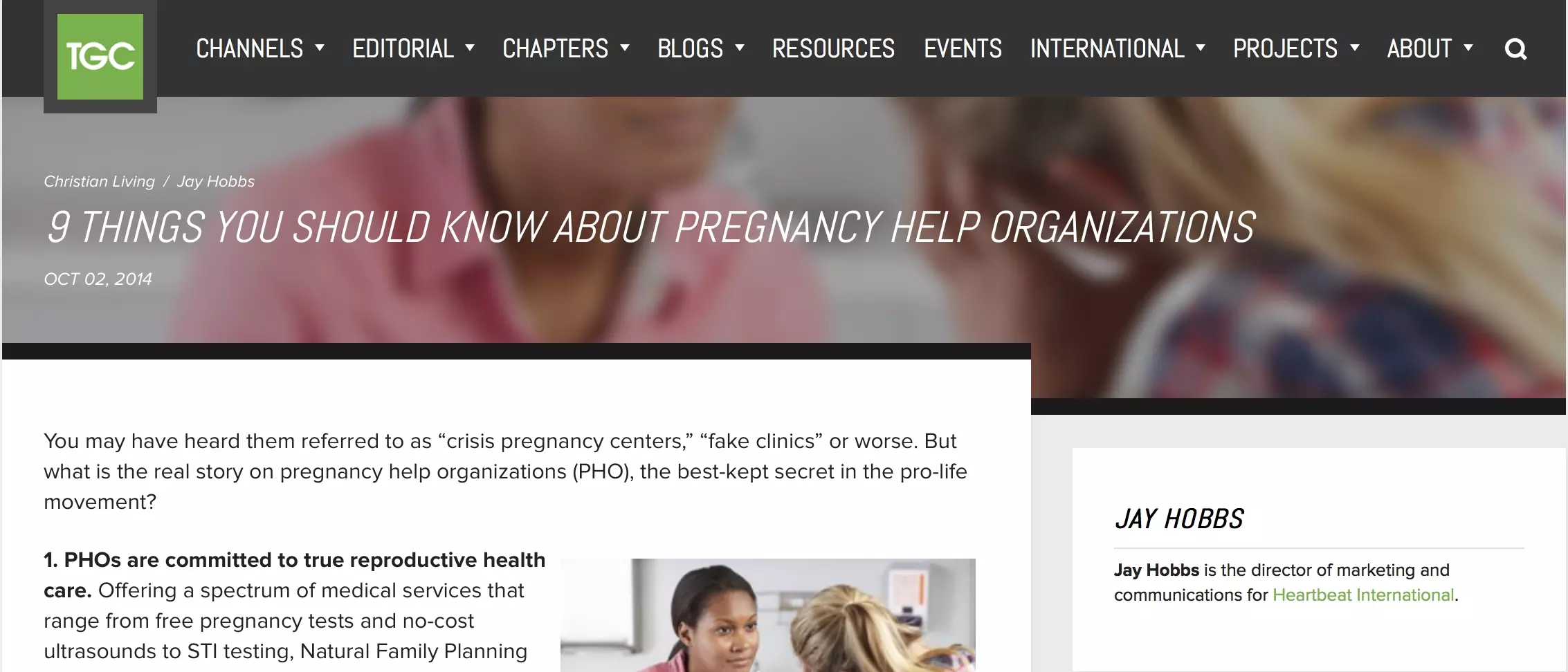 Pregnancy Centers Featured by The Gospel Coalition